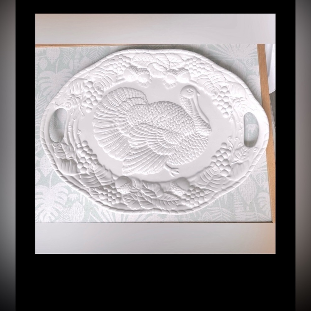 Vintage Century White Ceramic Turkey Serving Platter Extra Large 15.5x21.5x1.25